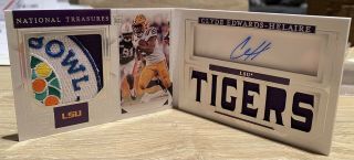 Clyde Edwards - Helaire 2020 National Treasure Collegiate Dual Patch Auto Book /10