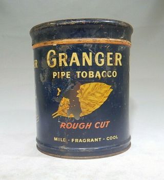 Vintage Granger Pipe Tobacco Rough Cut Tin Can Missouri Rustic Decor Rusted Mm