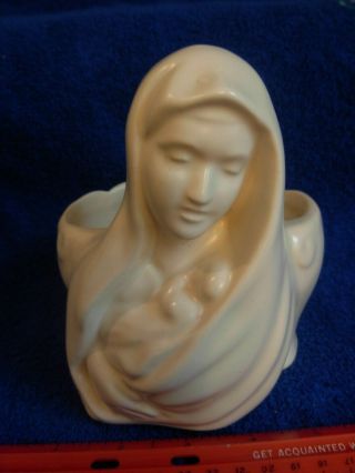Haeger Vintage Madonna Mother Mary Baby Jesus Ivory Planter Sticker