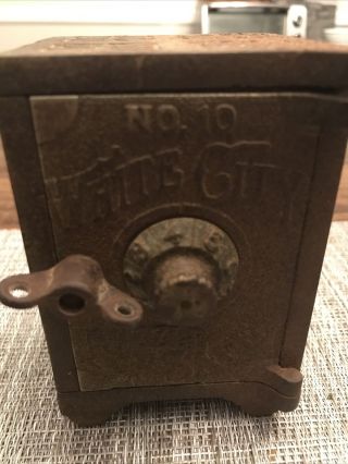 White City Puzzle Safe No.  10 Antique Cast Iron Bank