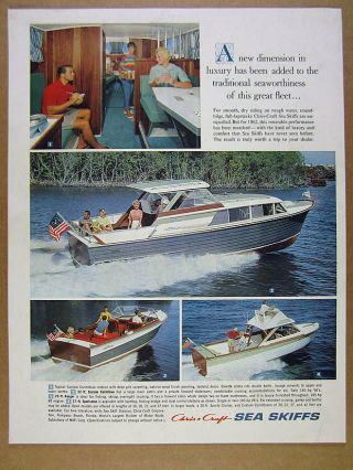 1962 Chris - Craft Corinthian Ranger & Sportsman Sea Skiffs Yacht Vintage Print Ad