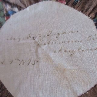 Antique Dated 1845 Signature QUILT Block Baltimore City MD Mary Kate 2