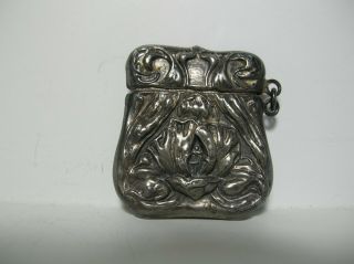 Antique Sterling Silver Ornate Snuff Box Case Chatelaine