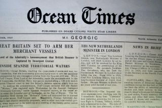 Cunard White Star Lines Mv Georgic Ocean Times Newspaper 16 July 1937 Vintage
