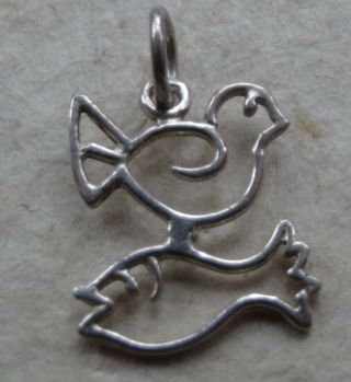 Vintage Silver Bird & Fish Charm Or Pendant For Necklace - X88