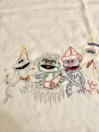 Vintage Sesame Street Hand Embroidered Baby Blanket Sheet 2