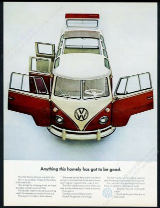 1964 Vw Bus Color Photo Anything This Homely Has Got To Be Good Vintage Print Ad
