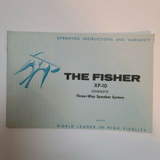 Vintage The Fisher Xp - 10 Consolette Speaker System Operating Instructions 1963