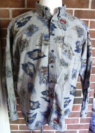 Vintage Woolrich 100 Cotton Ls Shirt Made In Usa Outdoor Scenes Button Up Vguc