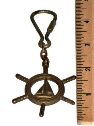 Vintage Boat Steering Wheel Key Ring Chain Helm Sailing Nautical Marine 4.  5 