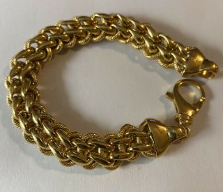 Vintage Bronze Milor Italy Woven Etched 3d Link 8’ Textured Bracelet