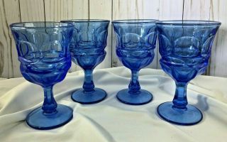 4 Set Fostoria Argus Wine Water Goblet Cobalt Blue 6 " Glass Henry Ford Museum