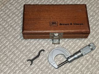 Brown And Sharpe No.  Kingstown Vintage/antique Micrometer W/ Wood Box Great