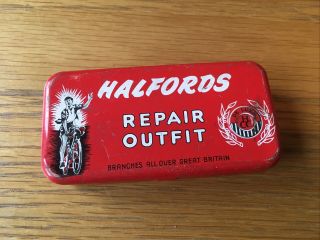 Vintage Halfords Repair Outfit Tin And Contents