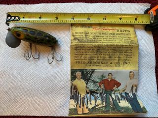 Fred Arbogast Jitterbug Wooden Spinning Lure Akron,  Ohio With Bait Order Form