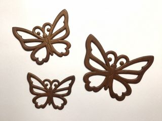Vintage Wood Butterfly Decorations Wall Hangings Set Of 3 Boho Decor Bohemian