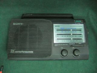Vintage Sony Icf - 34 4 Band Portable Electric Am/fm/tv/ Weather Radio Ac/dc