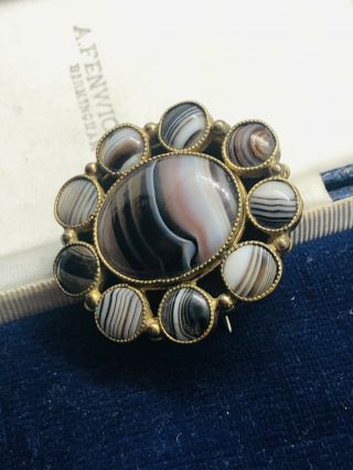 Antique Late Georgian Banded Agate Clasp / Brooch Rare Collectable 1830s