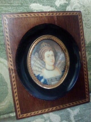 Early 20thc Miniature Painting Of A Lady In Wooden Frame Ready To Hang (1 Of 2)