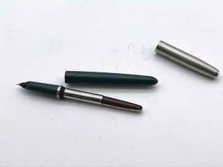 Vintage Parker " 21 " Green & Silver Fountain Pen Pump