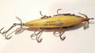 Vintage Heddon Dowagiac Minnow 150 Fishing Lure.  Old Wood 5 Hook.  Marked Props 3