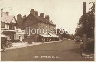 1926 Esher High Street Today Cote Restaurant Vintage Car Surrey Photo Postcard
