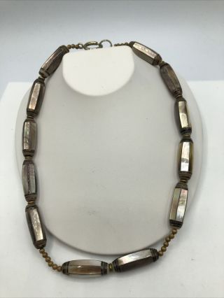 Vintage 50’s Single Strand Mother Of Pearl Beaded Necklace Fn2043