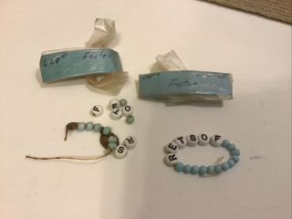 L@@k Vtg 2hospital Baby Id Bracelet Necklace Glass Beads Identification Blue/boy