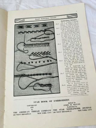 Vintage 1920s American Thread Company Star Book of Embroidery Transfers Patterns 2