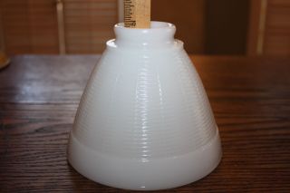 Vintage Glass Lamp Shade Ribbed Cone 4 7/8 " Tall 2.  5 " X 6 " Wide White 2 " Fitter