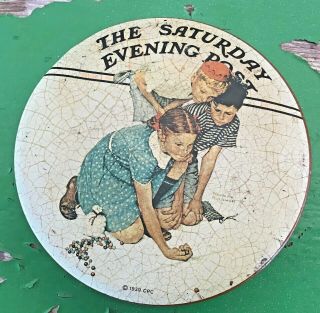 Vintage Saturday Evening Post " Marbles Champion " Tin By Norman Rockwell England