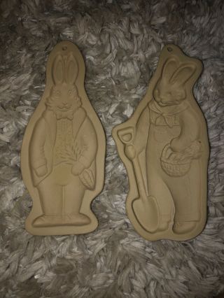 2 Vintage Brown Bag Cookie Art Mold Standing Easter Bunny Rabbit 1988/1992