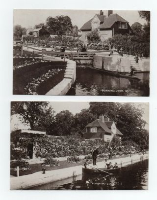 2 Vintage Real Photo Postcards Sonning Lock Berkshire (all Scanned)