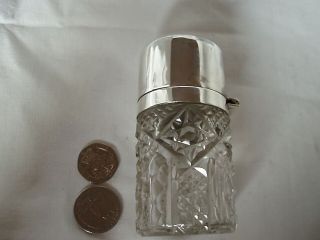 Scent Bottle Cut Crystal & Sterling Silver Chester 1920