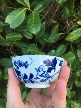 Fine 18th Century Antique English Porcelain Bowl Blue White Worcester Lowestoft
