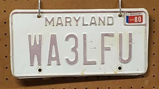 Vanity License Plate Wa3lfu Maryland 1980 Ham Radio Call Sign Camont8