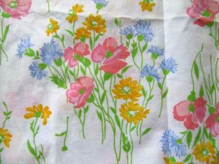 Vintage Cannon Monticello Full Sheet Plantation Bouquet Pink Yellow Flowers Exc