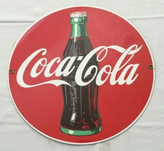 Vintage Coca - Cola 11 " Porcelain Enamel Sign,  By Ande Rooney