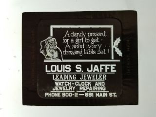 1920s Antique Louis S Jaffe Jeweler Magic Lantern Slide Theater Ad Manchester Ct