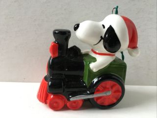 Vtg Peanuts Snoopy On A Train Ceramic Christmas Ornament 1958,  1966 Japan