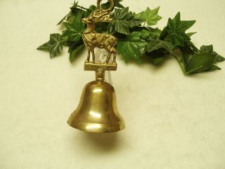 Vintage Solid Brass Bell With Deer Handle Made In India 5.  25 Inches Tall