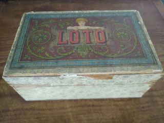 Antique Lotto Game In Trunk Box Mclouglin Bros York 1900 