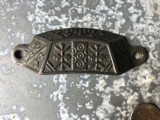 Vintage Ornate Victorian Cast Iron Bin Drawer Pull Windsor