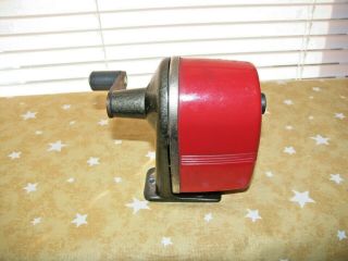 Vintage Pencil Sharpener Apsco Star Red Table Or Wall Mount