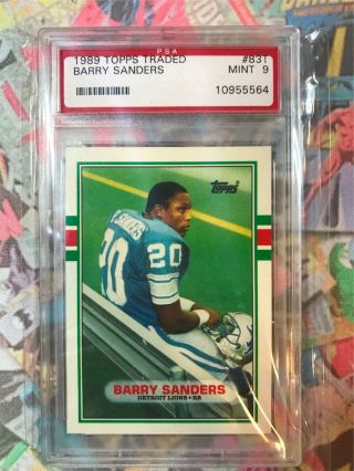 1989 Topps Traded Barry Sanders Psa 9 Rc Rookie Sharp 2