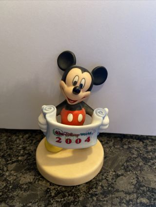 Vintage Walt Disney World Mickey Mouse 2004 Banner Ceramic Porcelain Figure