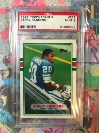 1989 Topps Traded Barry Sanders Psa 9 Rc Rookie Sharp 1