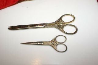 2 Vintage Scissors Very Decorative Handles 4 " And 6 " Long