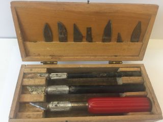 Vintage X - acto Knife Chest Kit Set in Wooden Dovetail Box Case XACTO 2