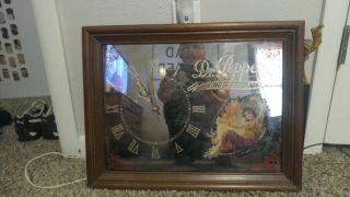 Antique Dr.  Pepper Mirror Clock W/victorian Lady On Front